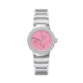 Scottie women's silver quartz watch with a pink marble dial and diamond bezel - White and Pink