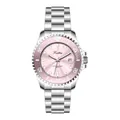 Scottie luxury quartz watch featuring pink candy dial and silver stainless steel strap - Stainless Steel Band Style / Pink
