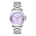 Scottie candy-colored quartz watch with lavender dial and silver stainless steel strap - Stainless Steel Band Style / Purple