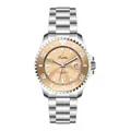 Scottie 3013 luxury quartz watch with gold dial and rotatable submariner style bezel - Stainless Steel Band Style / Apricot