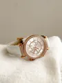 Scottie rose gold watch with white crocodile leather strap and crystal bezel - Rose Gold White