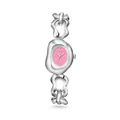 Scottie irregular hollow silver metal chain watch with minimalist pink dial for women - Pink White
