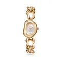 Elegant Scottie gold quartz watch with irregular chain strap and pearl dial face - Rose White