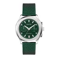 Scottie 3012B chronograph watch with green dial, silver case, and green rubber strap - White Blue