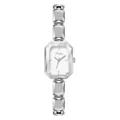 Elegant Scottie silver women's quartz watch featuring unique faceted crystal glass design - Silver White