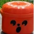 Oranger Halloween-Kürbis-Süßigkeitseimer mit Deckel und Gesicht - Gelb Stil C / Kürbis Süßigkeitenbox Gelb C