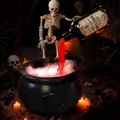 Creative Halloween decoration with skeleton pouring poison into a lighted witch cauldron - Brown Floating Bottle + 40cm Skeleton / 20cm Bucket