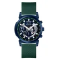 Reloj de cuarzo Scottie 3006c para hombre con correa de silicona verde y cronógrafo. - Caja Azul Correa Verde (3006c) / Correa Verde Esfera Azul