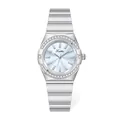 Scottie women's luxury quartz watch with diamond bezel and silver-tone metal band - White Blue