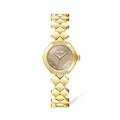 Elegant Scottie 9831 gold stainless steel watch with crystal accents and diamond dial pattern - Gold Coffee