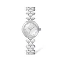 Elegant Scottie silver stainless steel quartz watch with crystal accents and geometric link band - Silver White