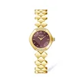 Elegant Scottie 9831 gold stainless steel watch with burgundy dial and crystal accents - Gold Red