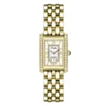 Elegant Scottie vintage gold rectangular watch with diamond-set bezel and link bracelet - Gold White Steel