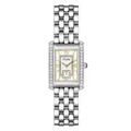 Scottie 9655 vintage silver watch with rectangular diamond-set dial and quartz movement - White White Steel