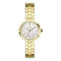 Scottie luxury women's quartz watch with honeycomb gold steel strap and pearl dial - Silver Strap (9615B) / Sky Blue
