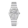 Elegant silver Scottie quartz watch featuring a diamond-encrusted bezel and metal band - Grayish White