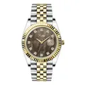 Scottie luxury two-tone quartz watch for women with brown marble dial and date window - 9570 Series Two-tone Coffee Marble Pattern / Gold-Silver Coffee
