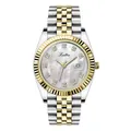 Luxury Scottie women's two-tone quartz watch with pearl dial and fluted bezel - 9570 Series Two-tone White Mother of Pearl / Silver and Gold White