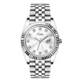 Scottie luxury silver quartz watch for women with diamond hour markers and date - 9570 Series Silver Silver-White Dial / White White