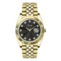 Luxury Scottie gold tone quartz wristwatch for women featuring black dial with crystal markers - 9570 Series Gold Black Dial / Gold Black