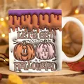 Spooky 3D Halloween mug with colorful pumpkins and Let's Get Halloweird text design. - Purple Drip Funny Style (L)