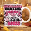 Spooky Halloween white ceramic mug featuring There's Some Horrors In This House ghost graphic - Boots Ghost Lettering Style (S)