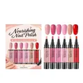 Juego de 6 bolígrafos de esmalte de uñas nutritivos en tonos rosas y rojos para arte de uñas - Juego de 6 piezas