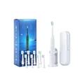 White electric toothbrush set with 8 brush heads and travel case CH-926 - With Travel Case and Charging Base / 8 Brush Heads / White