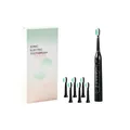 Kit brosse à dents électrique sonique noire avec 6 têtes de rechange souples et boîte - 6 Têtes de Brosse / Noir