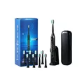 Set de cepillo de dientes eléctrico recargable CH-926 con 8 cabezales y estuche negro - Con Estuche de Viaje y Base de Carga / 8 Cabezales de Cepillo / Negro