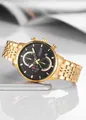 Luxury gold men's business fashion chronograph watch with black dial and date feature - Gold Color Black