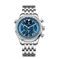 Cronografo da uomo professionale LONGBO con quadrante blu soleil e cinturino in acciaio - Argento (Quadrante Blu)