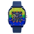 SMAEL men's square waterproof sports watch featuring a blue-green gradient dual display - Blue and Yellow