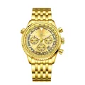 Orologio da uomo Longbo dorato di alta qualità con quadrante cronografo professionale - Oro (Quadrante Oro)