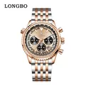 Orologio cronografo da uomo Longbo in acciaio inossidabile bicolore design di lusso - Oro Rosa (Quadrante Oro Rosa)