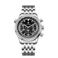 Orologio Cronografo LONGBO da Uomo con Cinturino in Acciaio Inossidabile Argento e Quadrante Nero - Argento (Quadrante Nero)