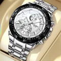 Reloj de negocios profesional para hombre en acero inoxidable plateado con esfera blanca - Banda de Plata Esfera Blanca