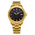 Professional FORSINING Men's Automatic Mechanical Watch with Gold Steel Band and Black Dial - Gold Case Black Dial
