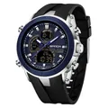 SAMDA Multifunktions-Sportuhr mit robustem schwarzem Silikonarmband und blauem Zifferblatt - Schwarz Blau