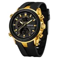 Sanda Herren-Digital-Sportuhr mit Dual-Anzeige in Gold und Schwarz mit robustem Silikonarmband - Schwarz & Gold