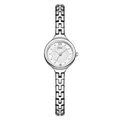 Elegant silver GEDI quartz watch for women with minimalist hollow bracelet strap - White Dial (14041 Roman) / Silver