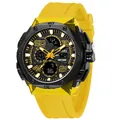 SMAEL men's sport watch with yellow silicone strap and dual analog-digital display - Yellow