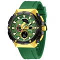 SMAEL men's rugged sport watch featuring a green silicone strap and a gold alloy case - Green