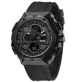 SMAEL Men's Sport Quartz Watch featuring Black Silicone Strap Alloy Case Waterproof Luminous - Black
