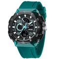 SMAEL men's sports watch featuring a teal silicone strap and dual analog-digital display - Lake Blue