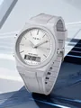 Stylish white TOMI men's sports watch featuring an octagonal dial and textured silicone strap - Gray (T239-6)