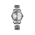 Elegant luxury OBGEYA automatic silver steel watch with diamond markers and date display window - Silver Case White Dial