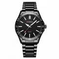 Men's business quartz watch 8452 with black stainless steel band and analog dial - 8452 Series / Black Shell Black Face