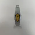 Silberne Y2K Wasserstropfen Armreif-Uhr mit gelbem Zifferblatt und PIN TIME Logo - Matt Silber-Gelb