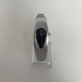 Silberne Armreif-Uhr im Y2K-Stil, Wassertropfen-Design, schwarzes Zifferblatt, futuristisch - Matt Silber-Schwarz